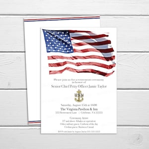 E8 Senior Chief Retirement Invitation modificabile, Diy US Navy Retirement Ceremony Invite Card, E8 Retire, United States Navy, Stampabile