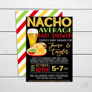 Fiesta Baby Shower Einladung, Nacho Average, Baby Shower, Bier Tacos, druckbare mexikanische Thema Paare Shower Einladung, Co-ed Shower Editable