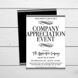 Minimalist Company Appreciation Invitation, Employee Staff Appreciation, Lunch Luncheon Dinner Party, Client Corporate Volunteer Invite