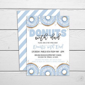 Donuts With Dad Invitation, School PTO PTA Flyer, Father&#39;s Day, Father Breakfast Brunch Invite, Father&#39;s Day Event Flyer, Appreciation Flyer