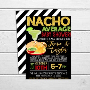 Nacho Durchschnittliche Babyparty Einladung, Fiesta Baby Shower, Bier Tacos, druckbare mexikanische Thema Paare Shower Einladung, Co-ed Shower Editable