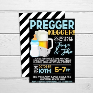 Pregger Kegger Invitation, Co-ed Baby Shower Invite, Diaper And Couples Baby Beer Shower, Beer Baby Invite, Baby Brewing, Printable