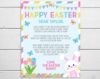 Letter From The Easter Bunny Template, Kids Easter Morning Surprise, Printable Letter Basket Hunt, Kids Easter Game, Hoppy Easter Editable