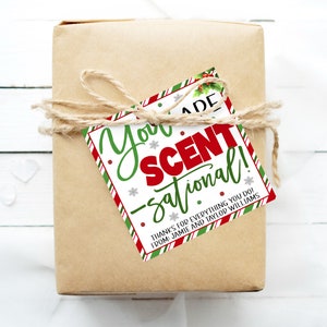 Étiquettes cadeaux d’appréciation de Noël, étiquette You Are Scent-Sational, merci employé de l’école personnel garderie PTO PTA infirmière imprimable modifiable