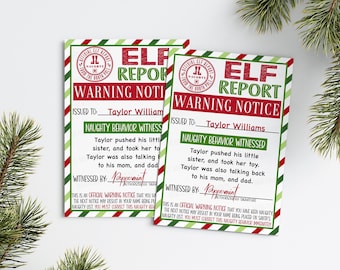 Elf Report, Elf Naughty Warning Letter, Editable Elf Letter, Naughty Behavior Warning Notice