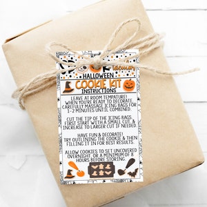 Halloween Cookie Tag/Card, Cookie Kit Instructions, Printable Cookie Kit Instructions, Instant Download