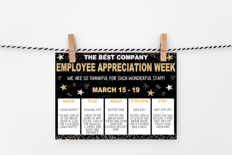Editable Staff Appreciation Week Itinerary Employee Etsy