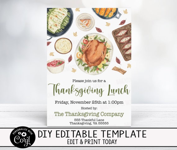Thanksgiving lunch invitation templates