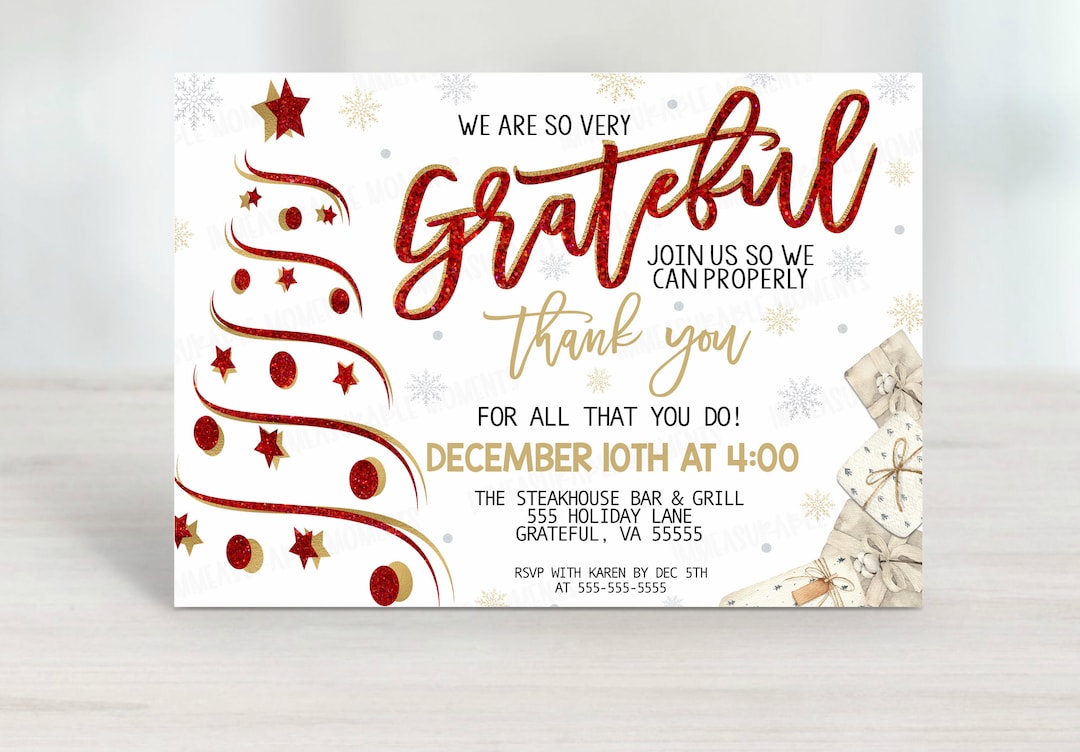 EDITABLE Appreciation Dinner/lunch Invitation, Staff Employee Office