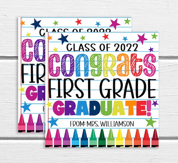 First Grade Graduation Gift Tag, Editable Class of 2022 Congratulation 1st grade Graduate, End Of School Year Gift Tag Congrats Grad Teacher Il_570xn
