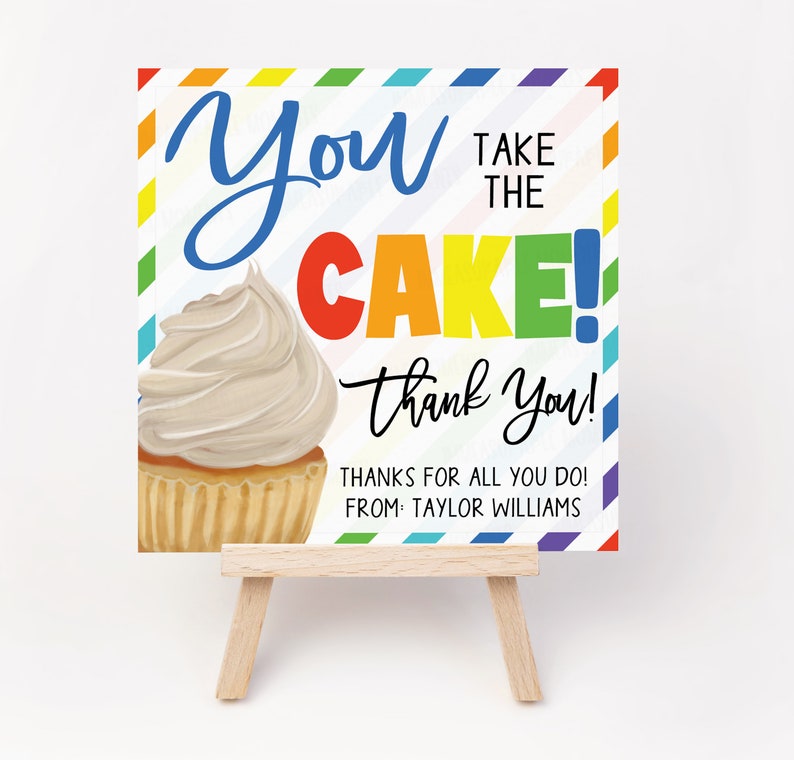 Cupcake Gift Tag You Take the Cake School Teacher Staff - Etsy