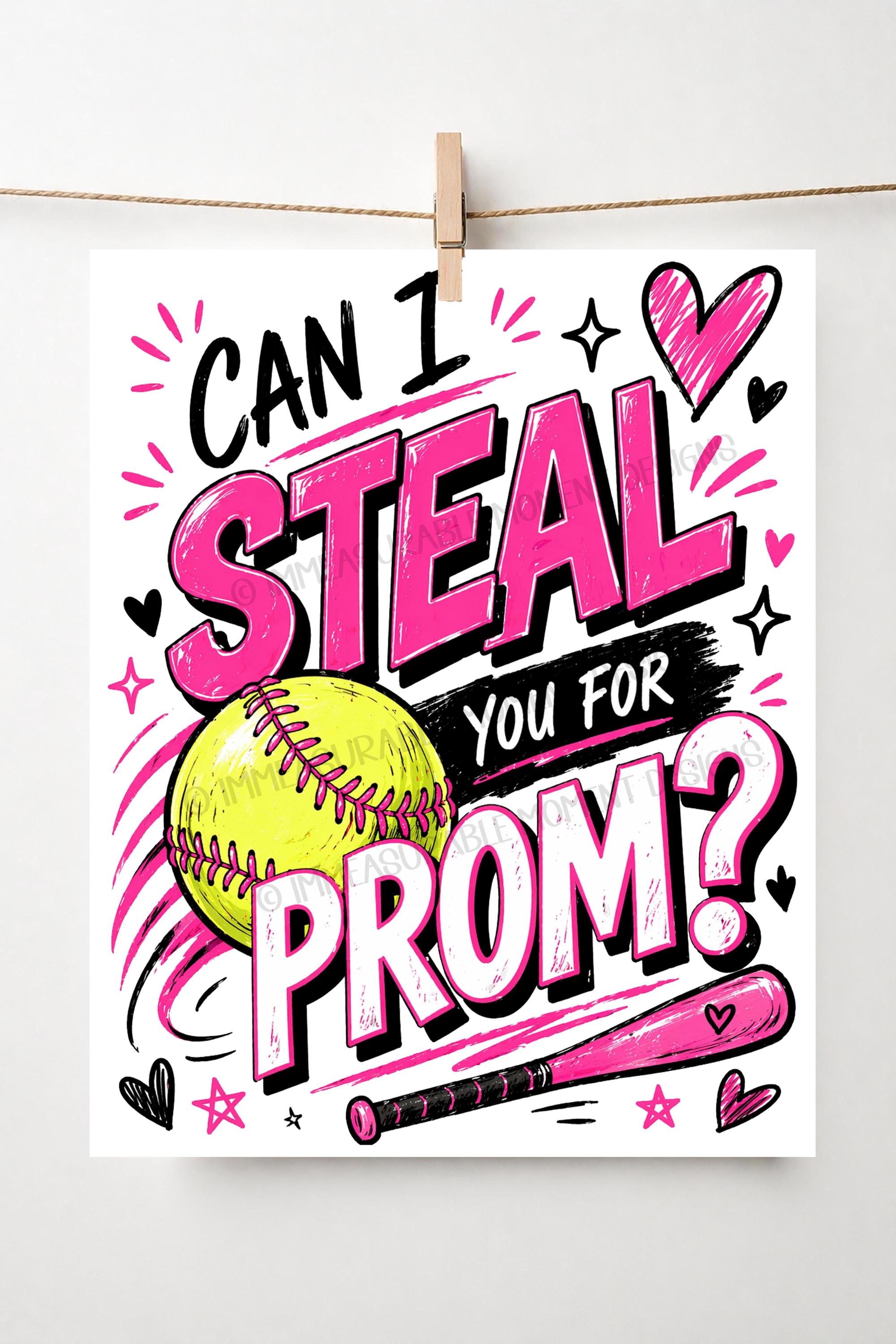 Promposal Sign Track Softball Promposal Sign Printable, Can I Steal You for Prom Poster ...