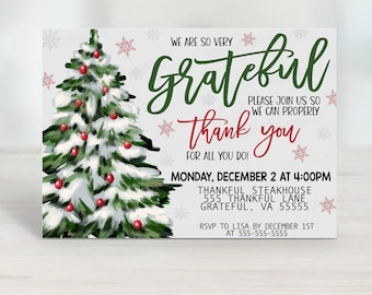 EDITABLE Appreciation Dinner/Lunch Invitation, Staff Employee Office Business Work Winter Christmas Party Event Invitation/Card