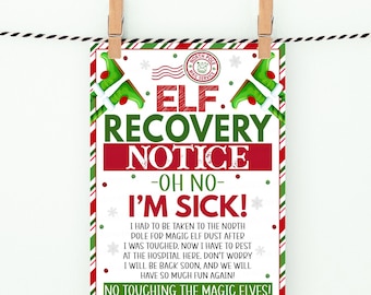 Editable Elf Recovery Notice Printable, Oh No I&#39;m Sick Note Letter, Don&#39;t Touch Elf, December Christmas Elf Activity, Printable Template