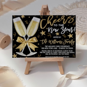 New Year&#39;s Eve Party Invitations, Editable, New Years Party Invite, Cheers To A New Year, New Years Celebration