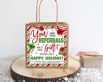 Christmas Pop By Gift Tags, Referrals Are A Gift Marketing, Client Appreciation, Insurance Agent, Realtor Real Estate, Healthcare, Printable