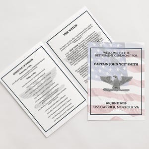 US Navy Captain Retirement Program, O6 Officer Retirement Ceremony Booklet, Editable Printable Template, Military Retirement Pamphlet