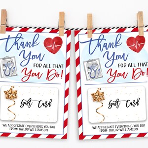 Titolare della carta regalo di apprezzamento per infermiere, etichetta di ringraziamento stampabile modificabile, dipendente del personale in prima linea dell'assistenza sanitaria medica, settimana di apprezzamento