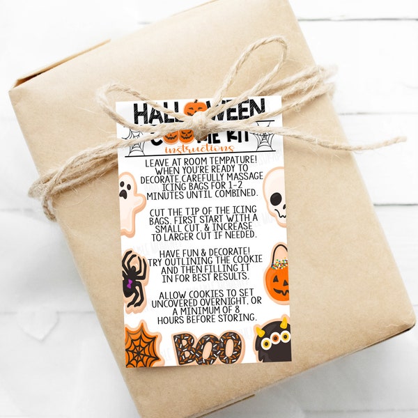 Halloween DIY Cookie Tag/Karte, Cookie Kit Anweisungen, druckbare Cookie Kit Anweisungen, Instant Download