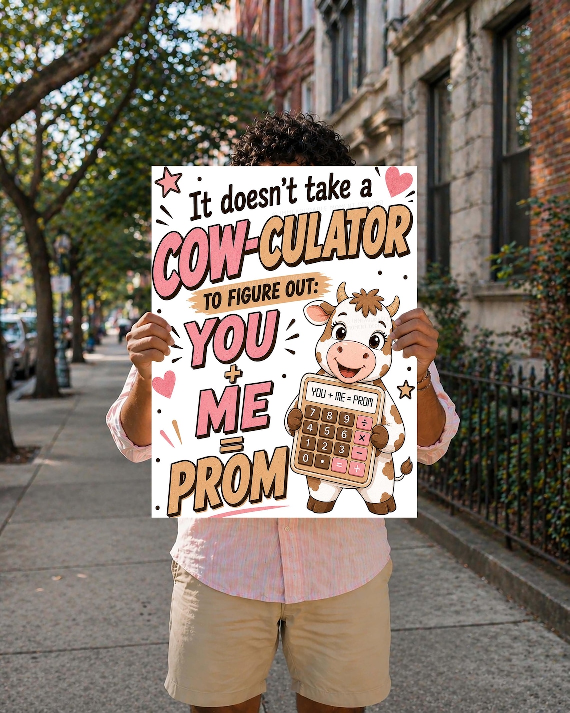 Cow Math Promposal Poster, Printable Pink Brown Doesn't Take A Cow ...