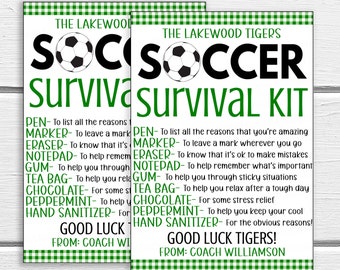 Soccer Survival Kit Gift Tags, New Member Soccer Team, New Season Welcome To The Team, School League Travel Team, Editable Printable