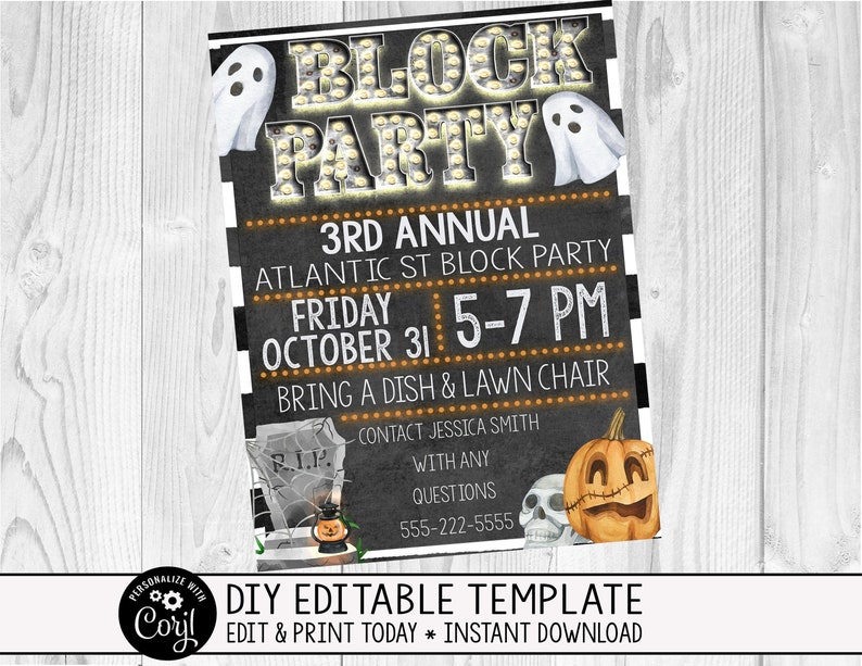 EDITABLE Halloween Block Party Invitation/flyer Kids - Etsy