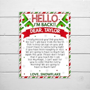 Carta editable Hello Elf, Carta de nota de bienvenida, Estoy de vuelta, Carta de llegada de elfos, Carta de elfo de Navidad, Llegada de nuevos elfos, Plantilla imprimible