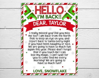 Editable Hello Elf Letter, Welcome Note Letter, I'm Back, Elf Arrival Letter, Christmas Elf Letter, New Elf Arrival, Printable Template