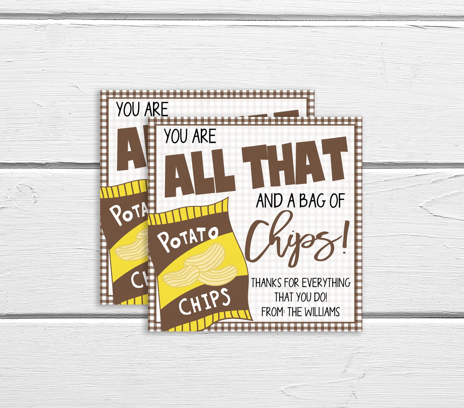 Chips Gift Tags Editable Appreciation Gift Tag DIY You Are Etsy