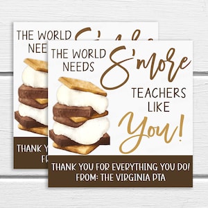 S'more Appreciation Geschenkanhänger, The World Needs es more Teachers Like You, Personal Teacher Staff School PTA PTO, Editierbare Dankeswoche