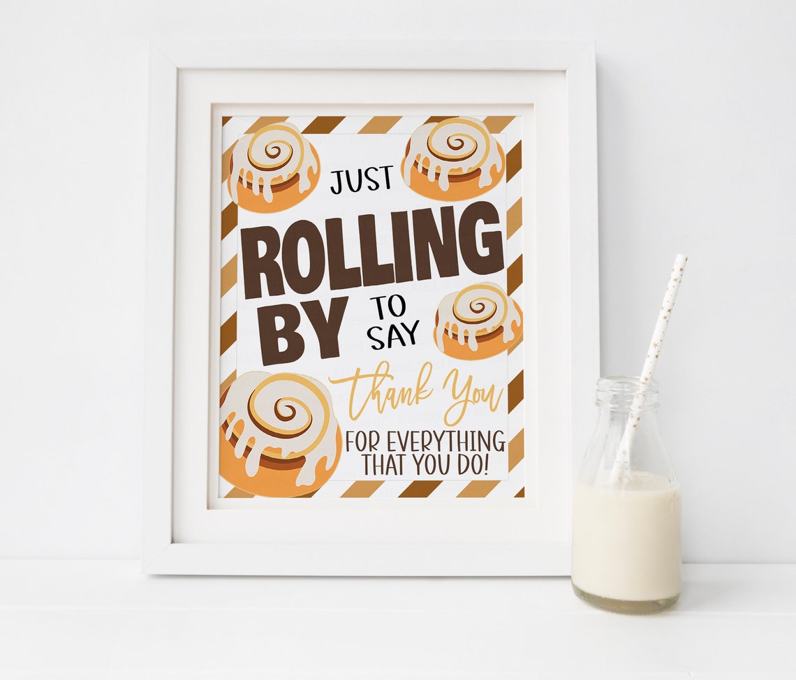 Cinnamon Roll Sign Cinnamon Buns Just Rolling by to Say Etsy