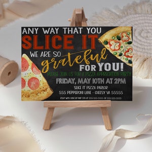 Pizza Appreciation Dinner/Lunch Party Invitation, Editable Staff Employee Office Business Party, Teacher, Nurse, Police, Frontline Party