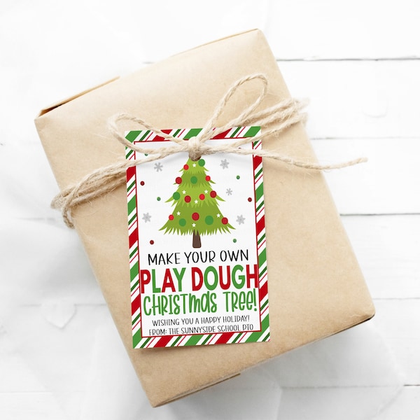 Make Your Own Play Dough Christmas Tree Gift Tags, School Classroom Tags, Holiday Gift For Kids Toy Gift, Classmates Teacher, Printable