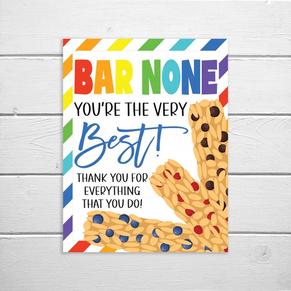 Granola Bar Sign Bar None You're the Best Employee Staff Etsy