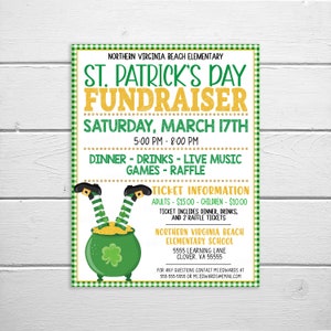 Raccolta fondi per il giorno di San Patrizio, Rainbow Shamrock, Evento primaverile, Volantino di beneficenza per la comunità della Scuola di beneficenza della Chiesa, Piccola impresa aziendale, PTO PTA