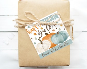 EDITABLE Fall Gift Tag, Happy Fall Ya'll Gift Tag, Watercolor Fall Tag, Digital Download