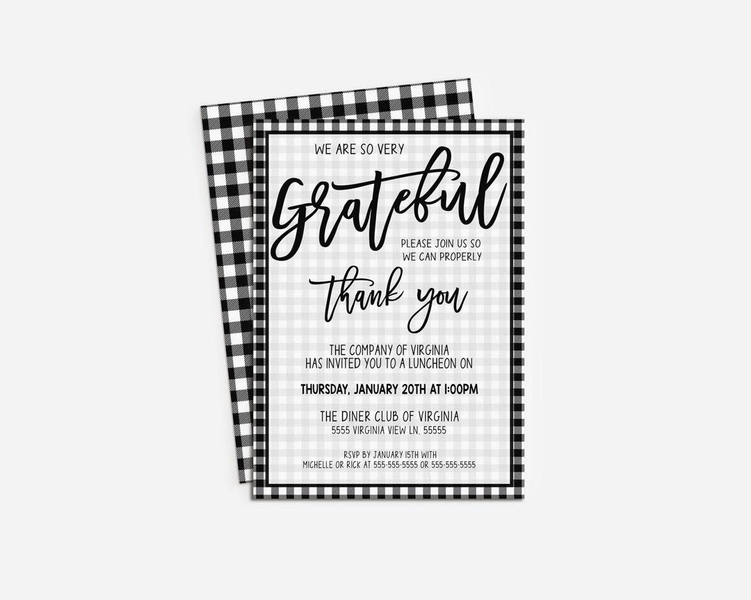 Appreciation Dinner Lunch Invitation, Editable Grateful Staff Employee