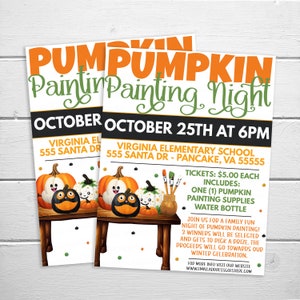 Halloween Kürbis Malerei Flyer, Dekorieren Sie eine Kürbisnacht Flyer, Malwettbewerb, Kürbis Malerei Fundraiser, digital bearbeitbare Vorlage