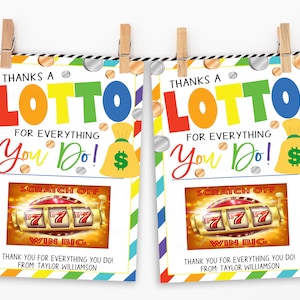 Uchwyt na kartę podarunkową loterii, zdrapka, podziękowania dla Lotto za wszystko, co robisz, wydrukowana wdzięczność dla nauczyciela, pielęgniarki, pracownika, wolontariusza