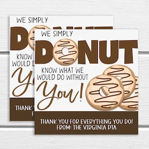 Donut Thank You Geschenkanhänger, Donut know what we would do without you, Wertschätzung LehrerStab Mitarbeiter Krankenschwester Volontär Mitarbeiter PTA editierbar