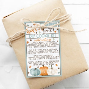 Herbst Cookie Tag/Karte, DIY Cookie Kit Karte, druckbare Cookie Kit Anweisungen, Happy Fall Ya'll, Instant Download