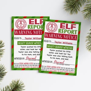Elf Report Elf Naughty Warning Letter Editable Elf Letter Naughty