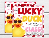 Valentine's Day Rubber Duck Gift Tag, Lucky Duck, Printable Gift For Students Classmates Preschool Kindergarten Early Start, Printable Il_170x135