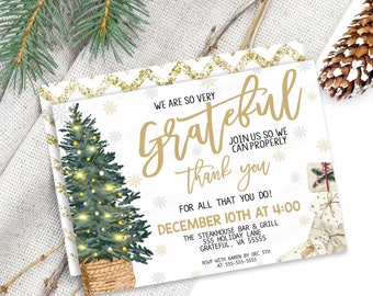 EDITABLE Appreciation Dinner/Lunch Invitation, Staff Employee Office Business Work Winter Christmas Party Event Invitation/Card
