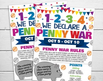 Penny War Fundraiser Flyer, School Fundraiser Event, Printable Editable Handout, Church Nonprofit PTO PTA Event, Instant Download Template