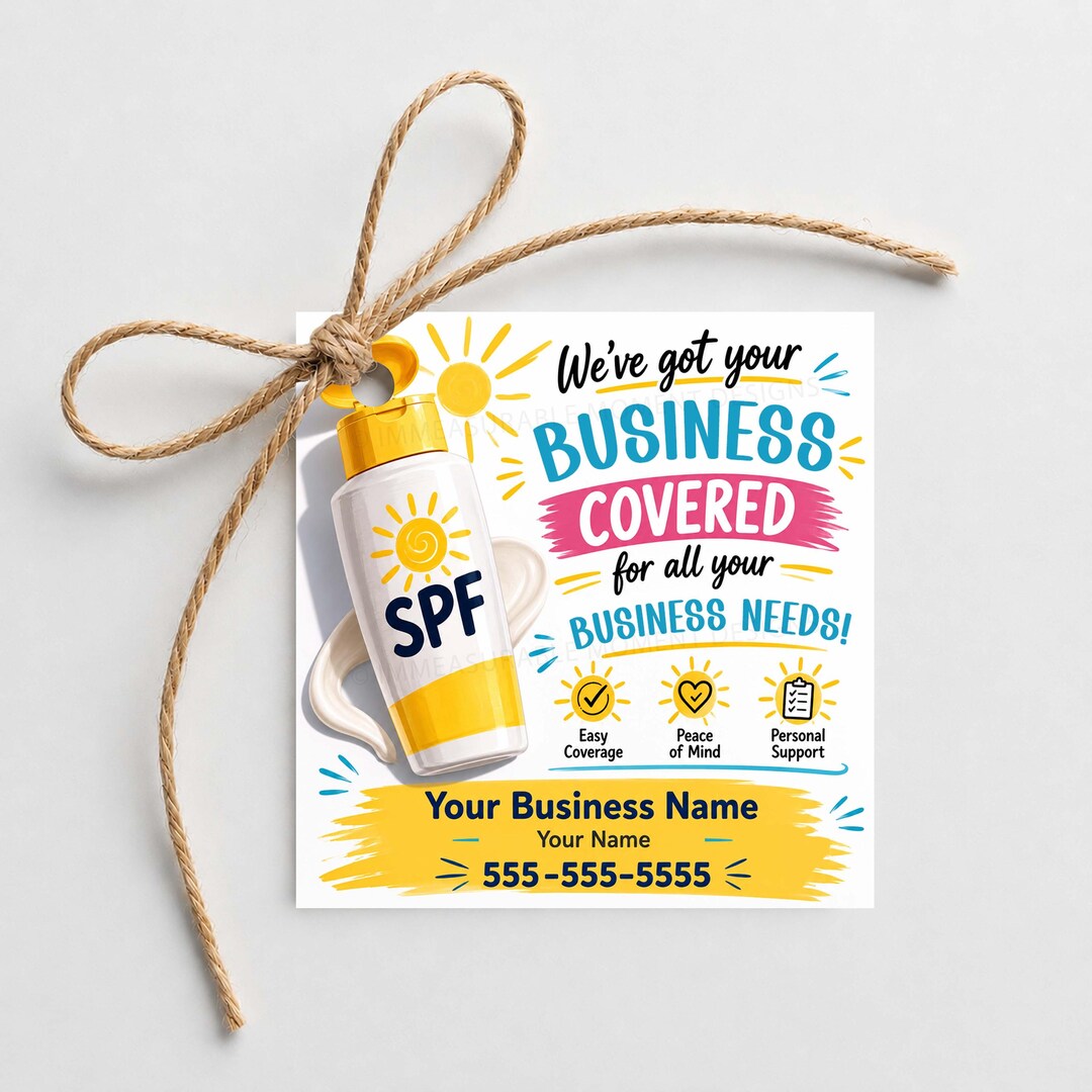 Editable Summer Sunscreen Referral Gift Tag Printable, Marketing We’ve ...