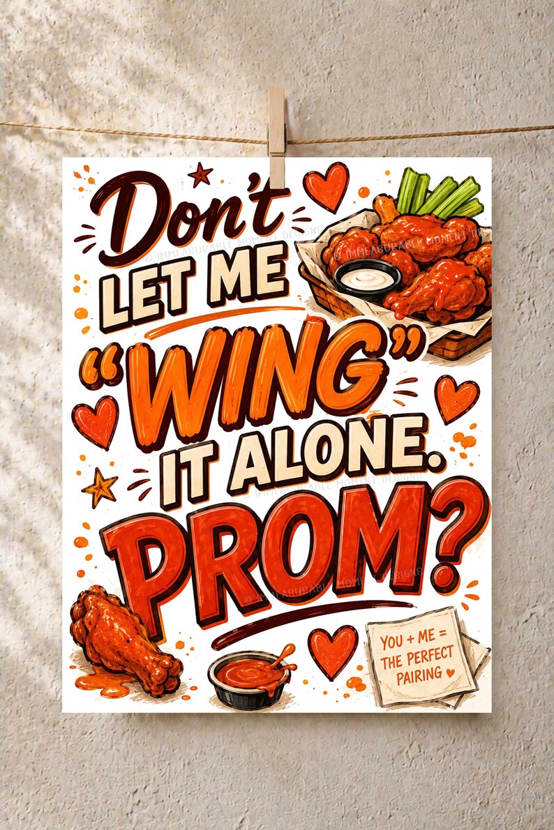 Chicken Wing Promposal Sign, Don't Let Me Wing It Alone to Prom ...