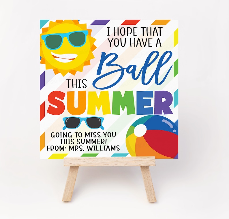 Ball Geschenkanhänger, Sommer Motiv, Schulende, Klassenzimmer Schüler Lehrer Klassenkamerad Volontär Kita Mitarbeiter Strand Ball Squishy Fidget Spielzeug Bild 3