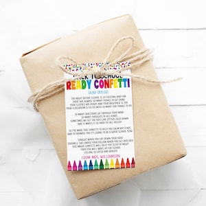 Bewerkbare terug naar school klaar confetti afdrukbare, nacht voor school, leuk eerste dag cadeau voor studenten, leraar PTO PTA, afdrukbare sjabloon