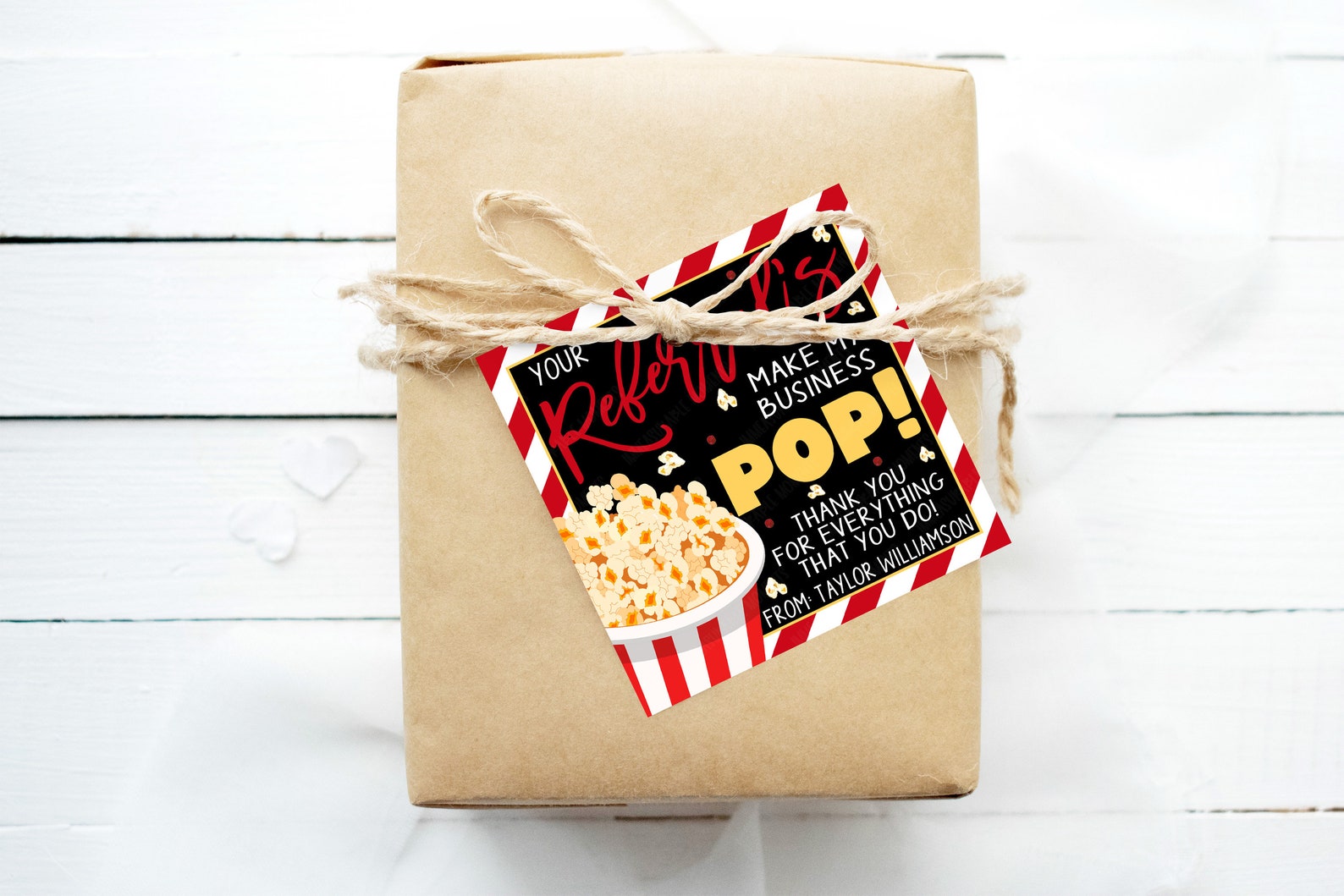 Popcorn Popby Gift Tags Your Referrals Make My Business Pop Etsy
